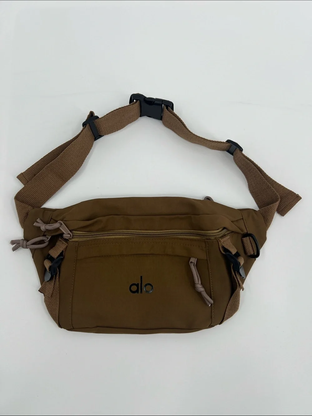 ALO Yoga Brown Belt Bag with Front Zip Pocket